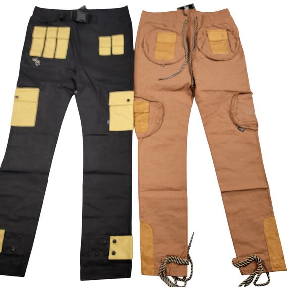 The Hideout Clothing Cargo Pants Bundle Size S Black Brown NWT Limited (804-805)